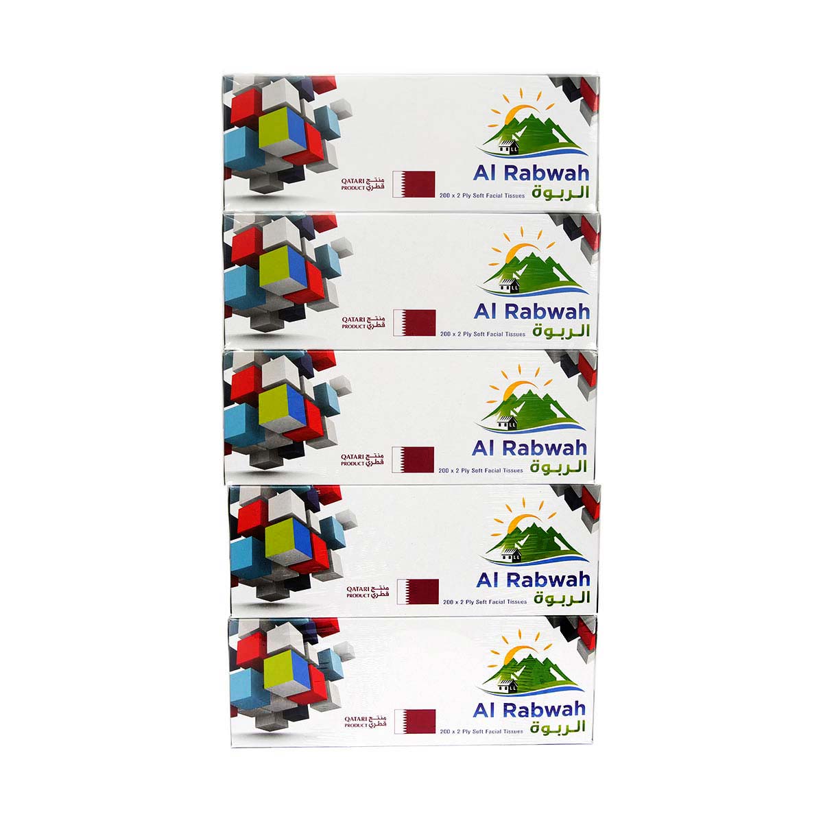 Al Rabwah 200x2 Ply Soft Facial Tissues 5 Pieces