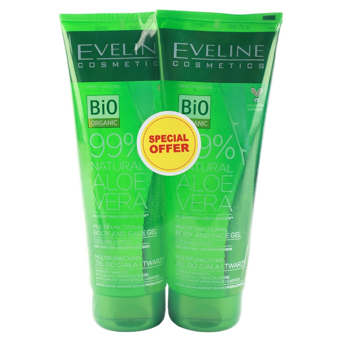 Eveline Cosmetics Aloe Vera Body & Face Gel 2x250ml