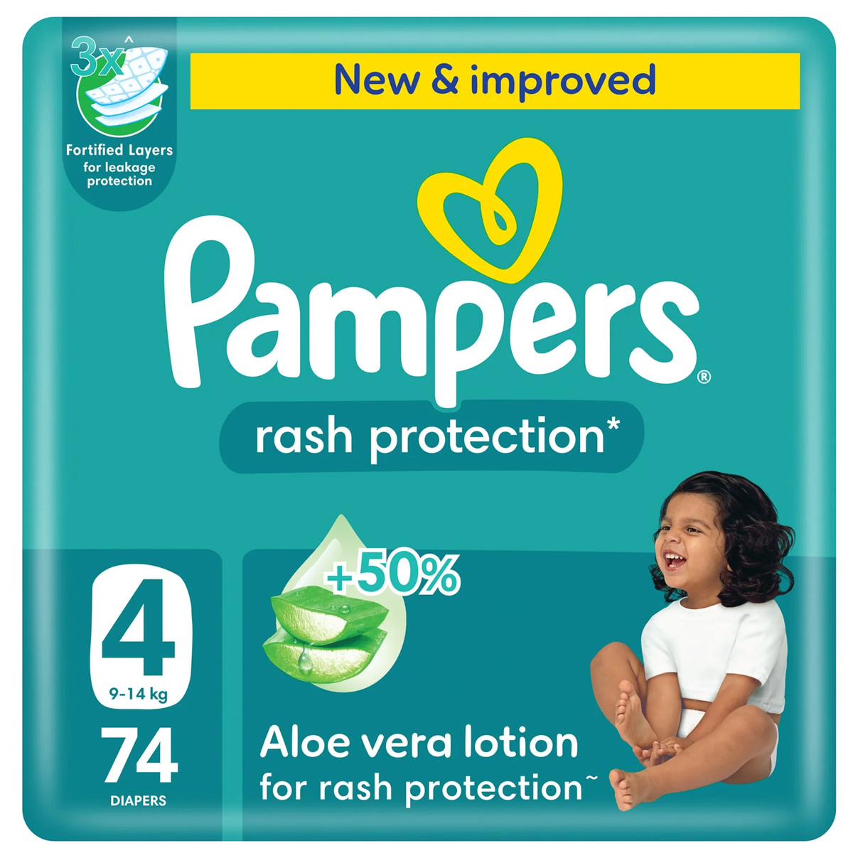 Pampers Rash Protection Diapers 74 Pants Size 4 (9 Kg To 14Kg)