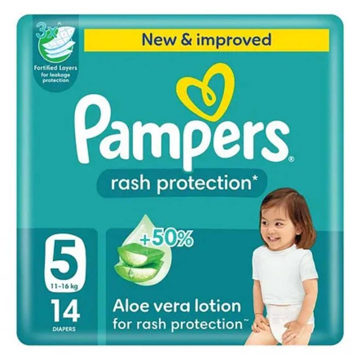 Pampers Rash Protection Diapers 14 Pants Size 5 (11Kg To 16Kg)