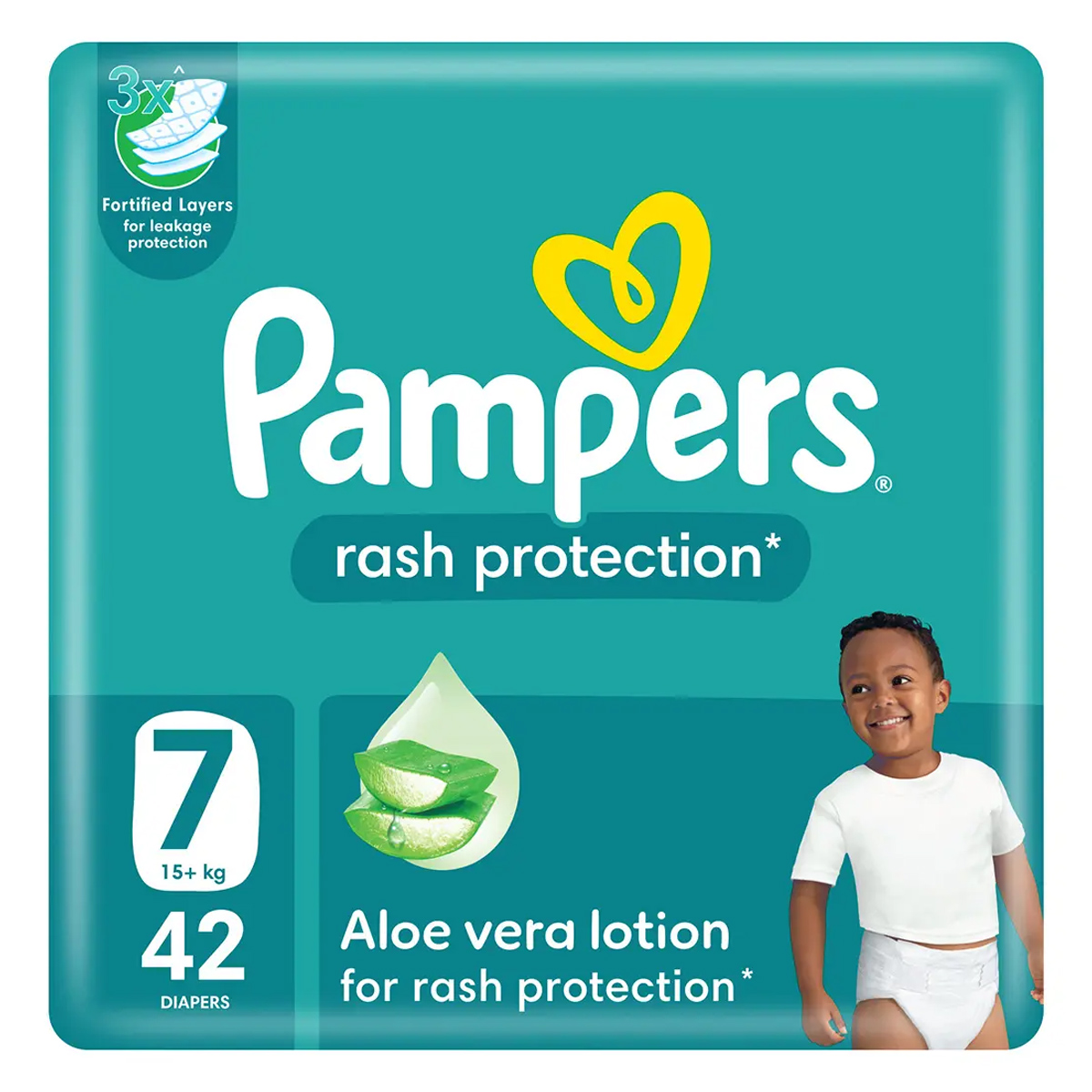 Pampers Rash Protection Diapers 42 Pants Size 7 (15+Kg)