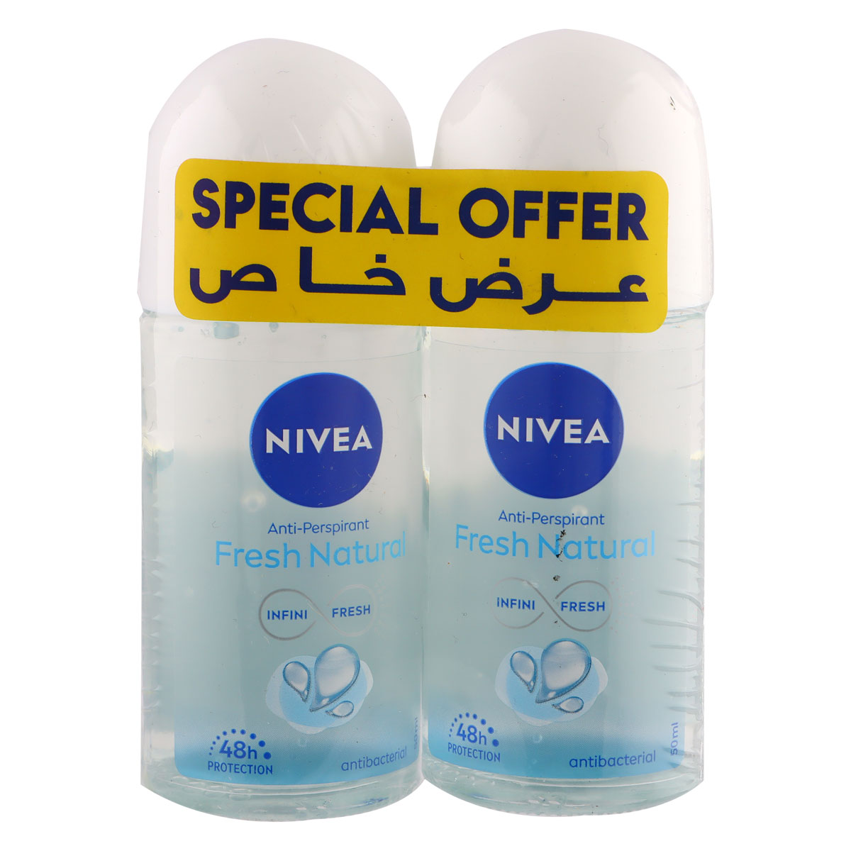 Nivea Fresh Natural Anti Perspirant Roll On 2x50ml
