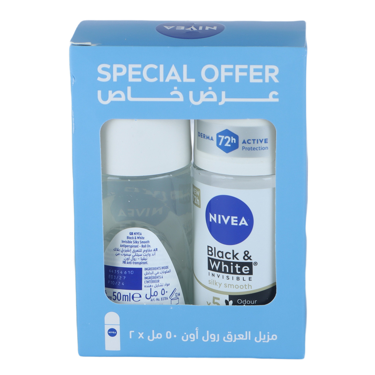 Nivea Black & White Roll On 2x50ml