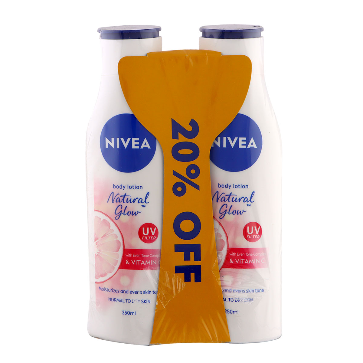 Nivea Body Lotion Natural Glow 2x250ml
