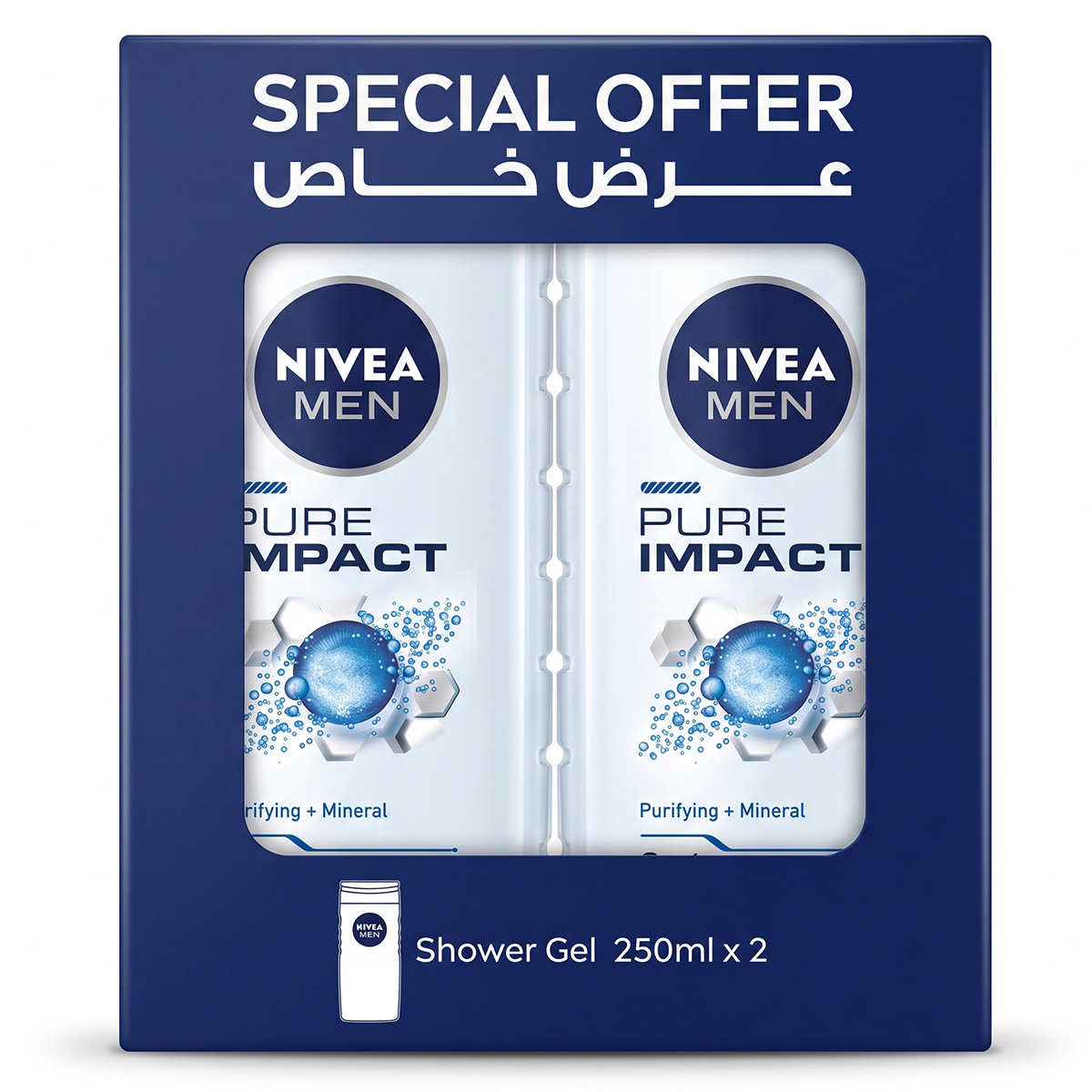Nivea Pure Impact Shower Gel For Men 2 x 250ml