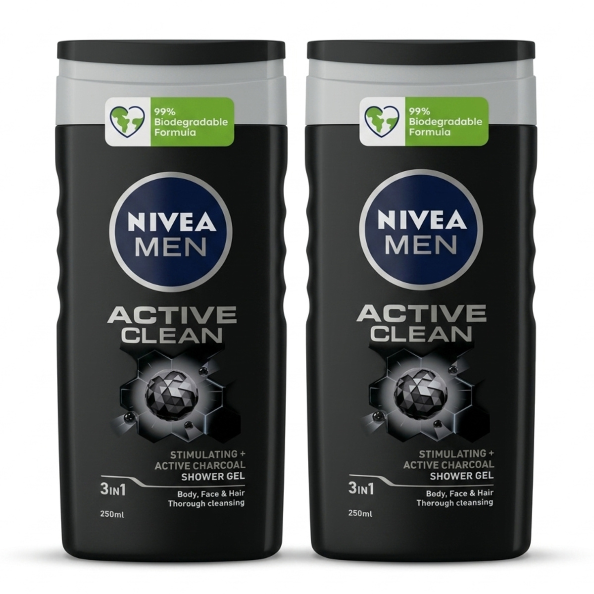 Nivea Men Active Clean Shower Gel 2x250ml
