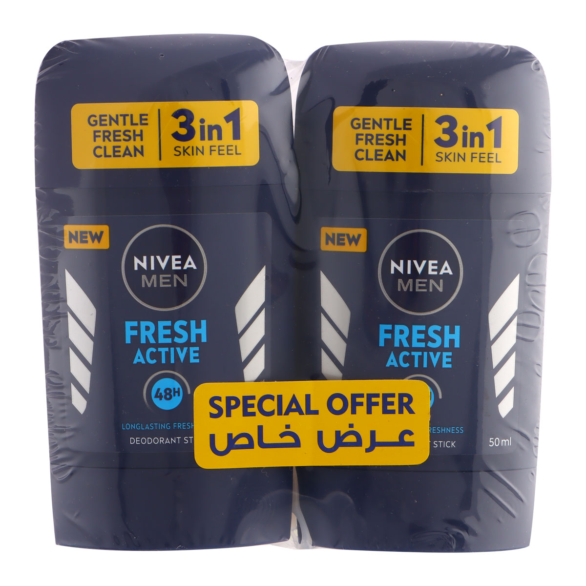 مزيل عرق نيفيا للرجال فريش أكتيف ستيك 2 × 50 مل