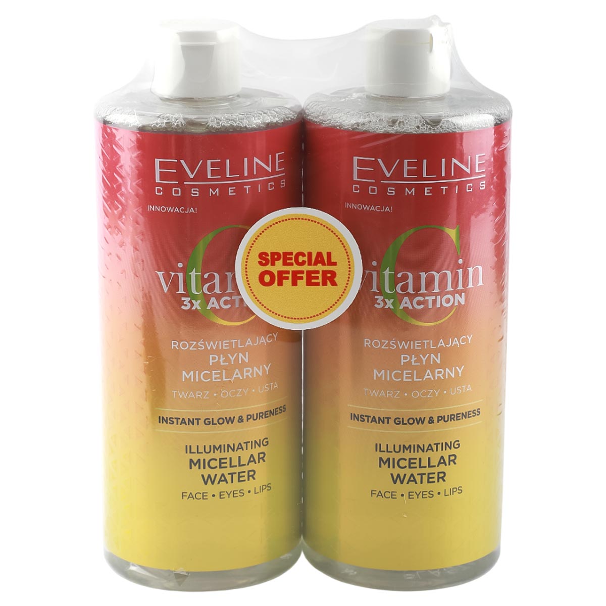 Eveline Vitamin C 3x Action Illuminating Micellar Water 2x500ml Assorted