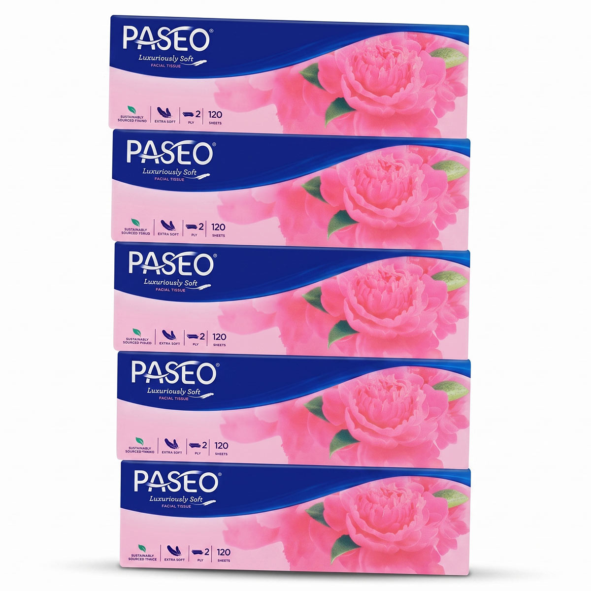 Paseo Luxuriously Soft Facial Tissue Box 5x120 Sheets