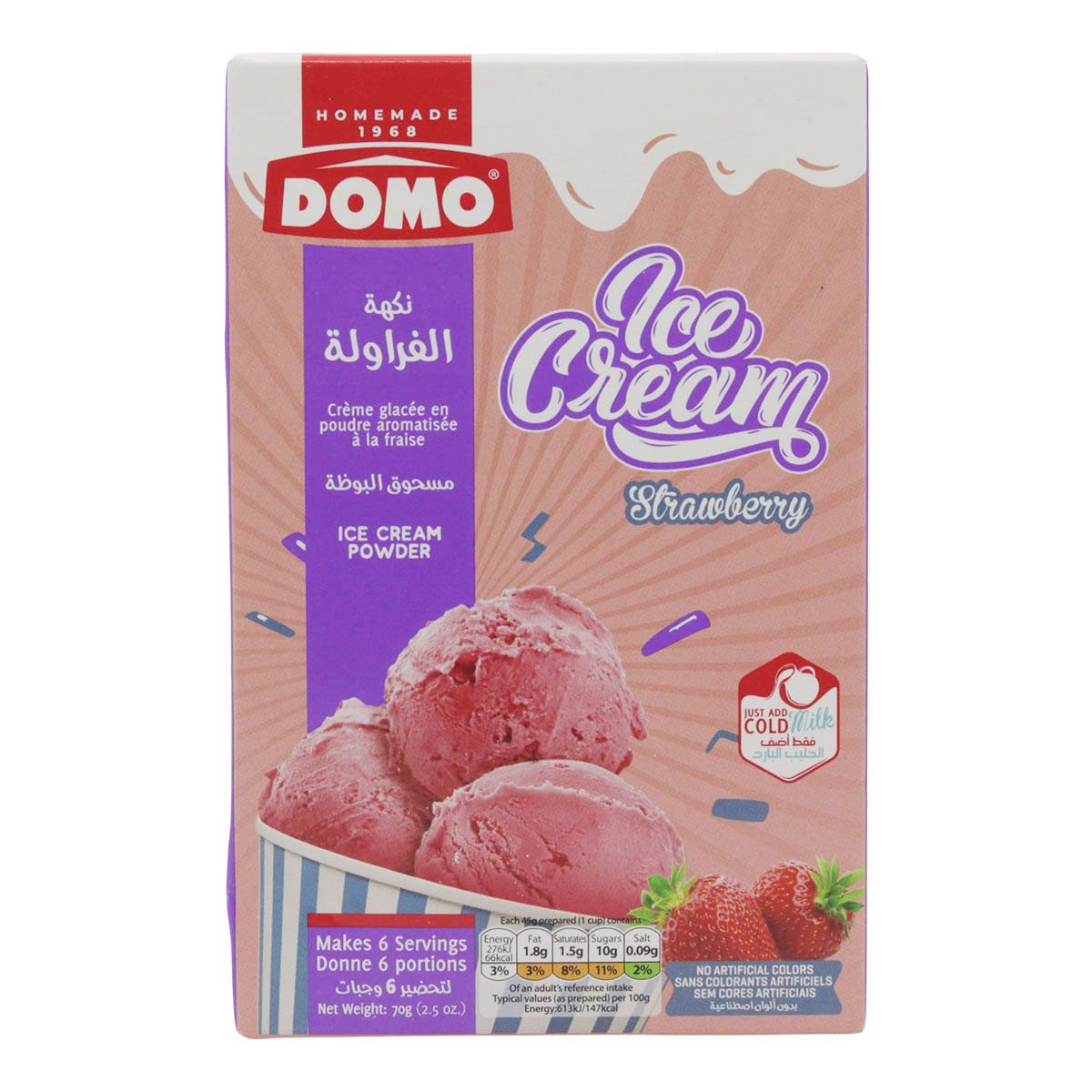 Domo Ice Crm Pwd Strawbery 70G