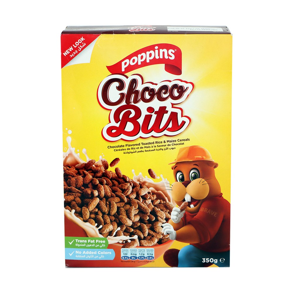 Poppins Choco Bits Rice and Maize Cereal 350g