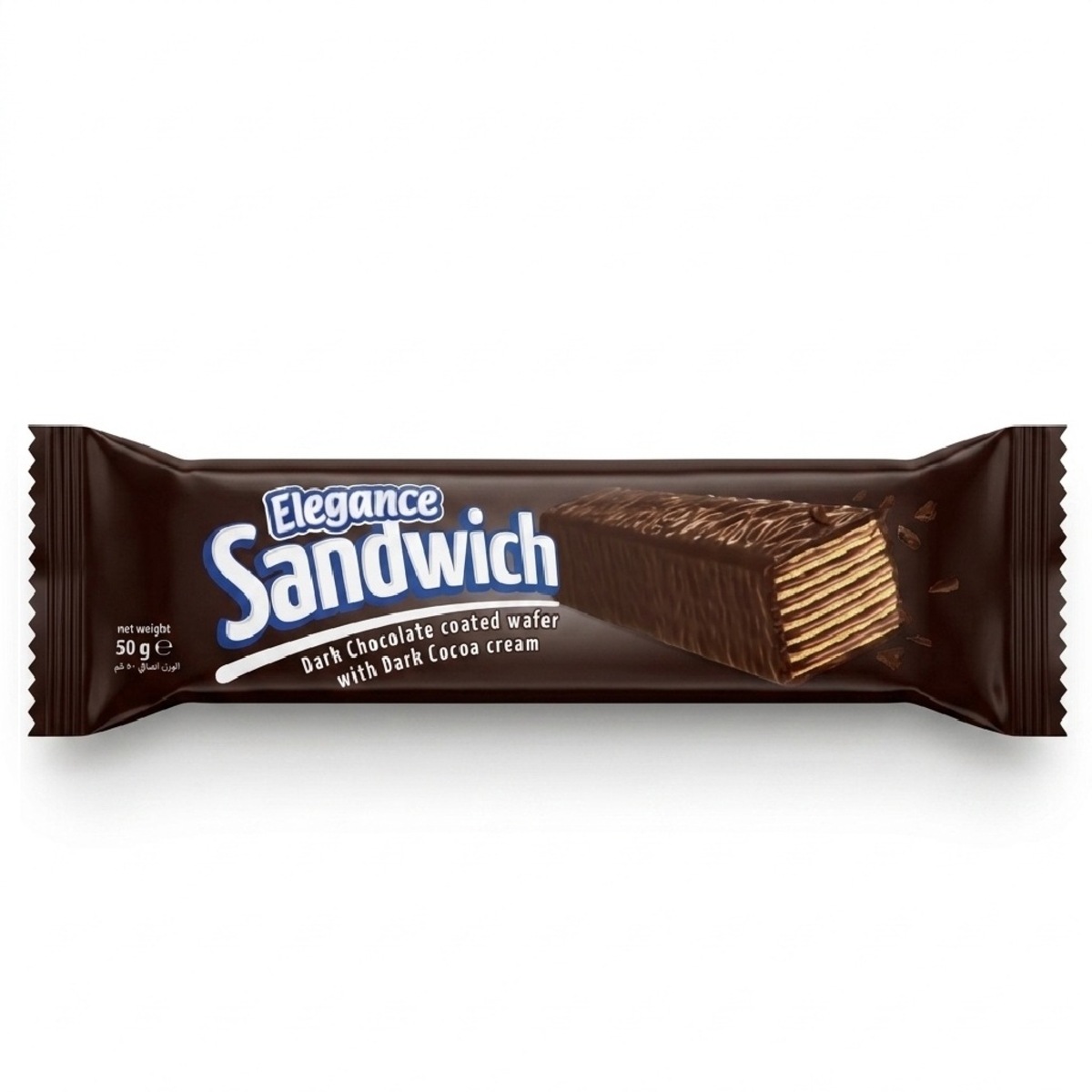 Elegance Sandwich Dark Chocolate Coated Wafer with Cocoa Cream 50g