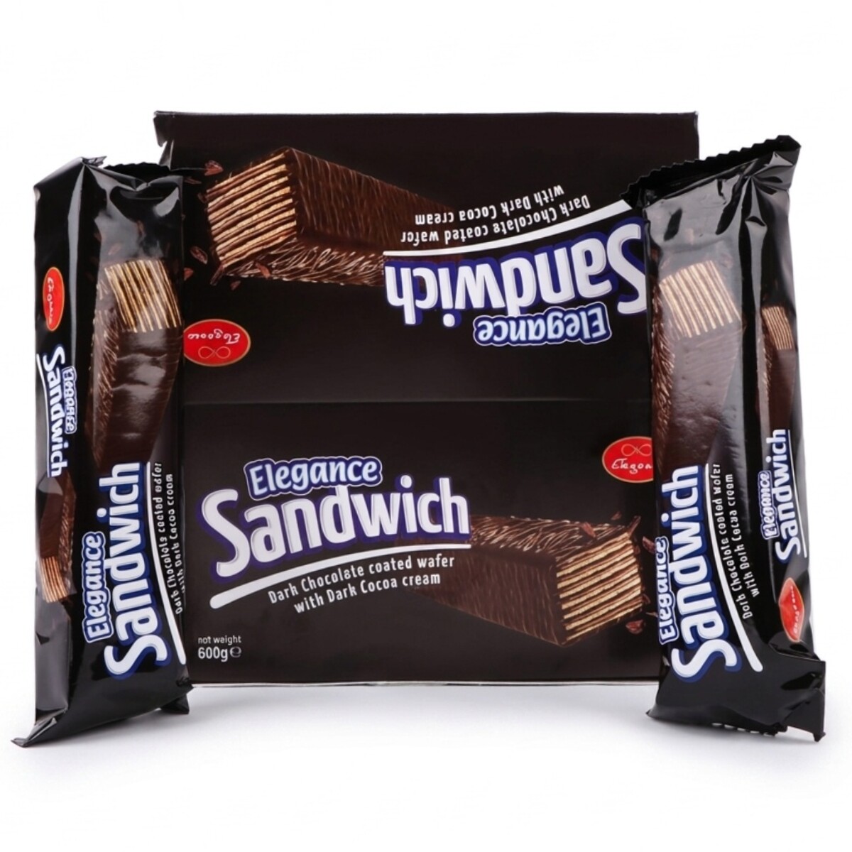 Elegance Sandwich Dark Chocolate Coated Wafer with Cocoa Cream 600g