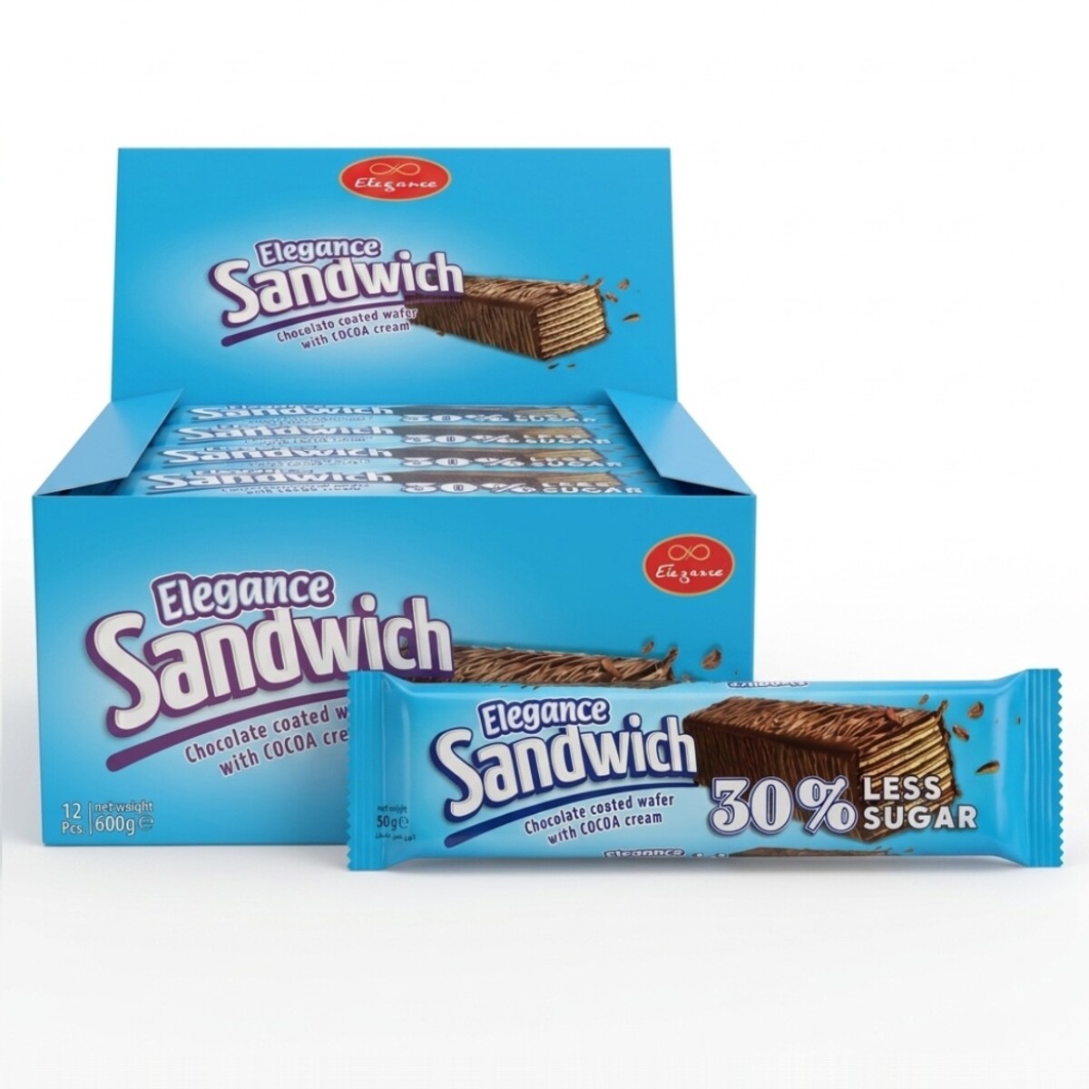 Elegance Sandwich Chocolate Coated Wafer with Cocoa Cream 12x50g