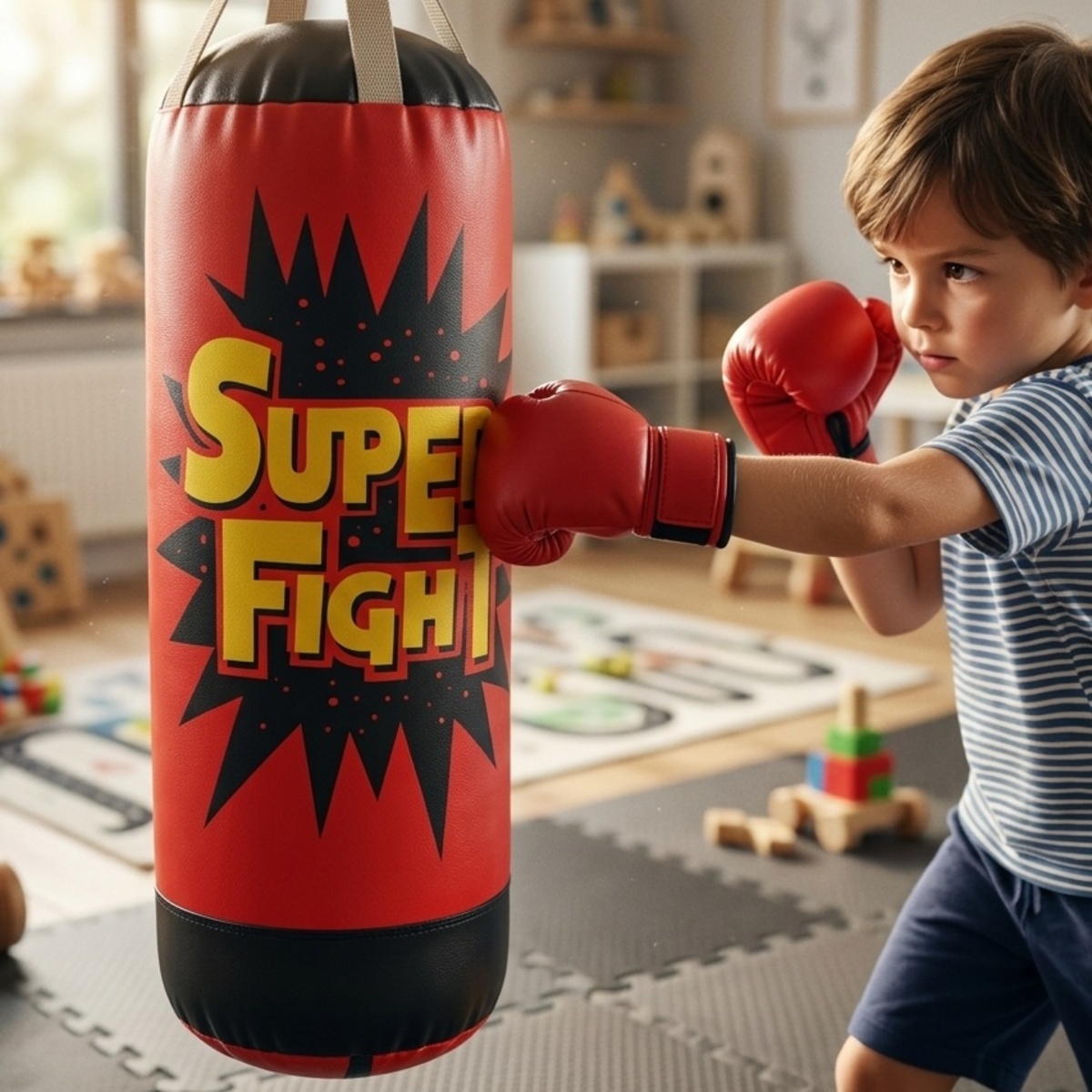 Super Fighter Boxing Bag And Gloves Set For Kids
