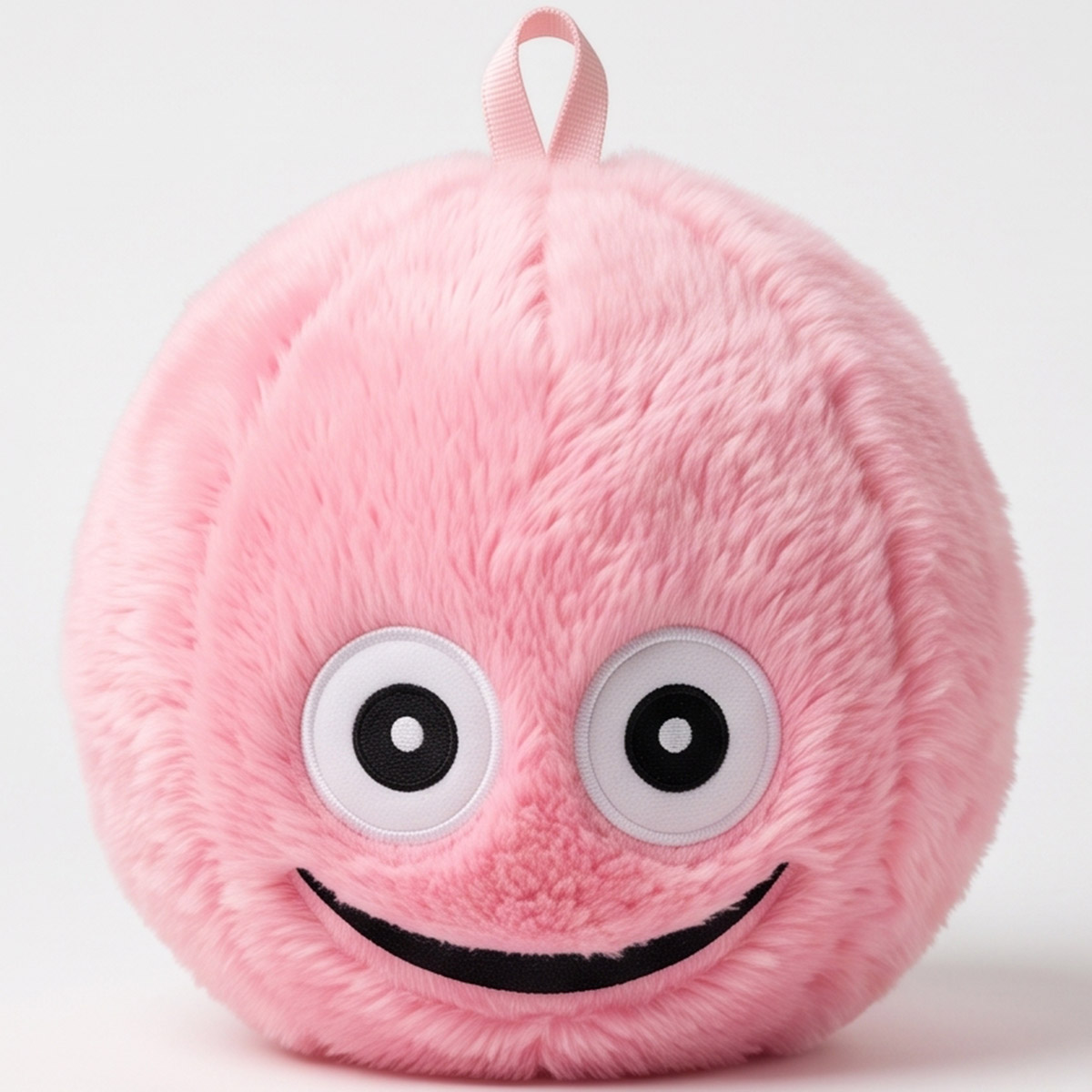 Plush Smiley Face Fuzzy Ball Cushion Green