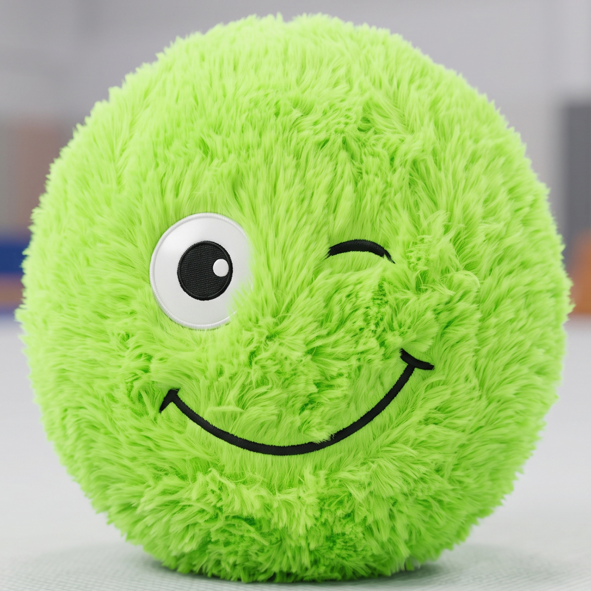 Plush Smiley Face Fuzzy Ball Cushion Pink