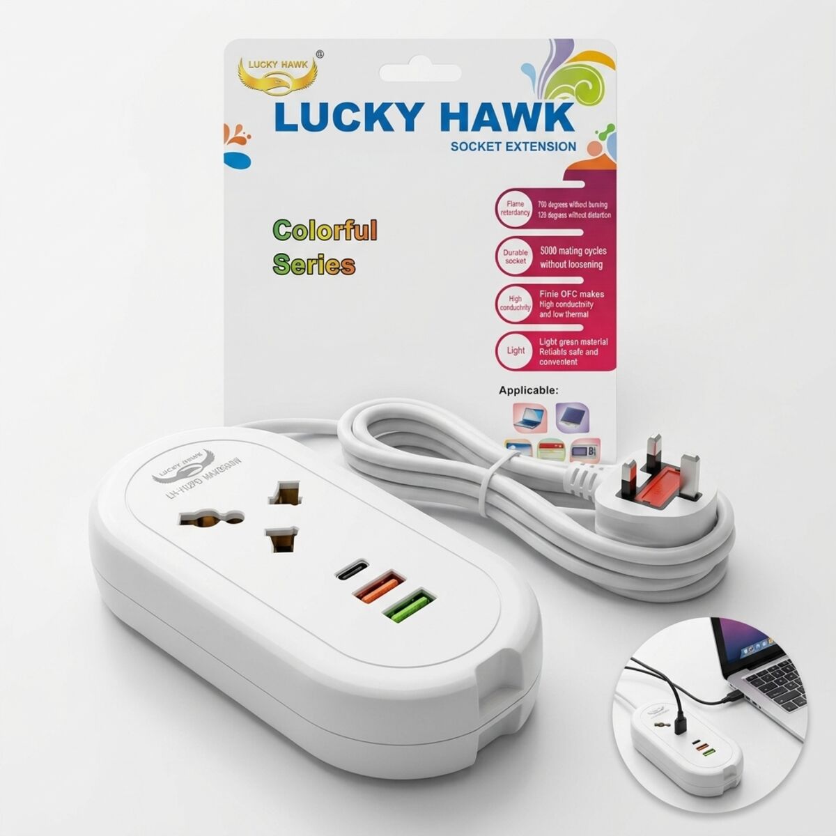 Luck Hawk Colorful Series Socket Extension With USB Ports