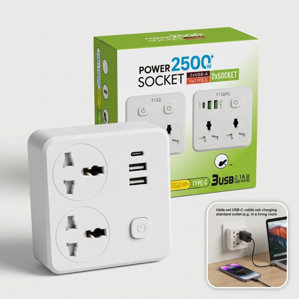 On Board Power Socket With USB Ports