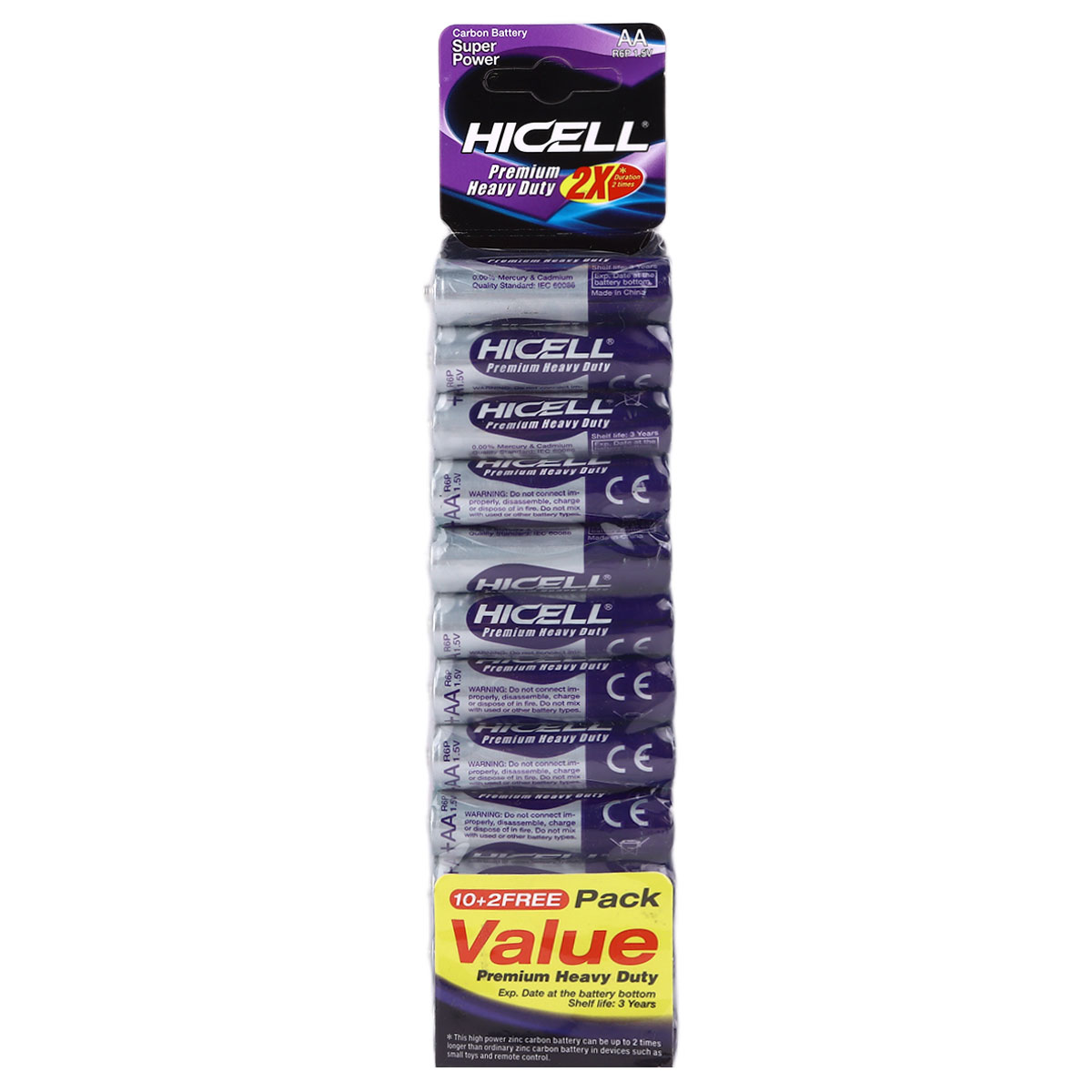 Hi-Cell 12 Pieces Carbon Battery Aa
