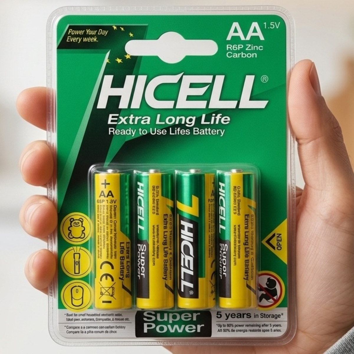 Hicell Extra Long Life AA Batteries 4 Pieces
