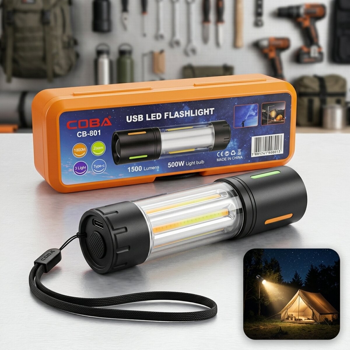 Coba Usb Led Flashlight Cb-801