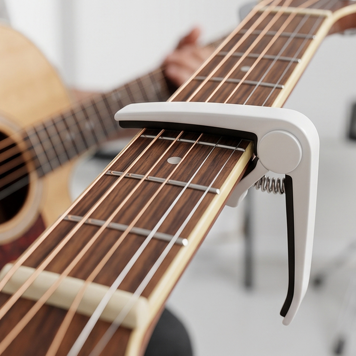 White Spring-Loaded Quick Release Guitar Capo