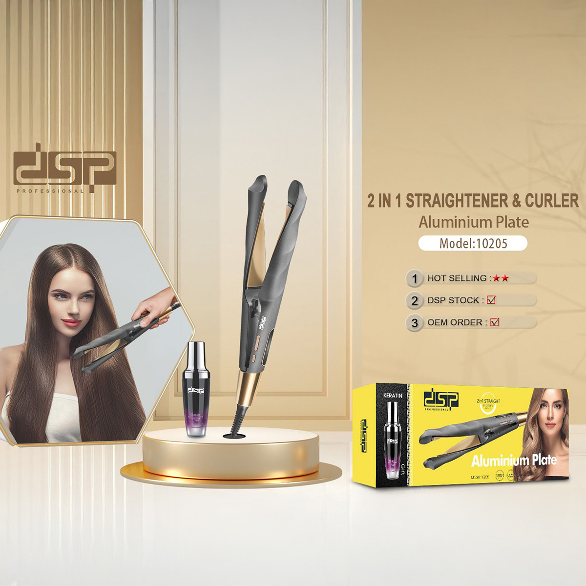 DSP Hair Crimper 2 In 1 Straightener And Curler 10205