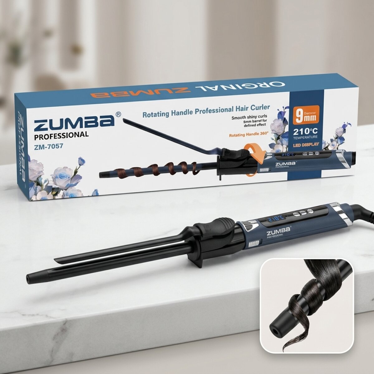 Zumba Professional Hair Curler 9mm Rotating Handle