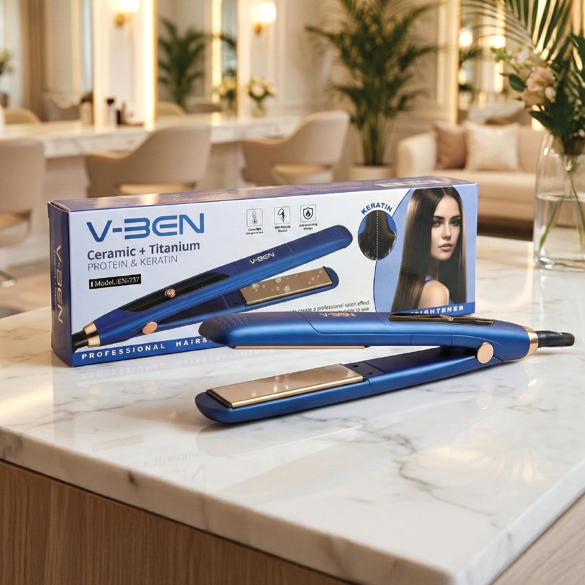 V-Ben Ceramic & Titanium Professional Hair Straightner BA-732