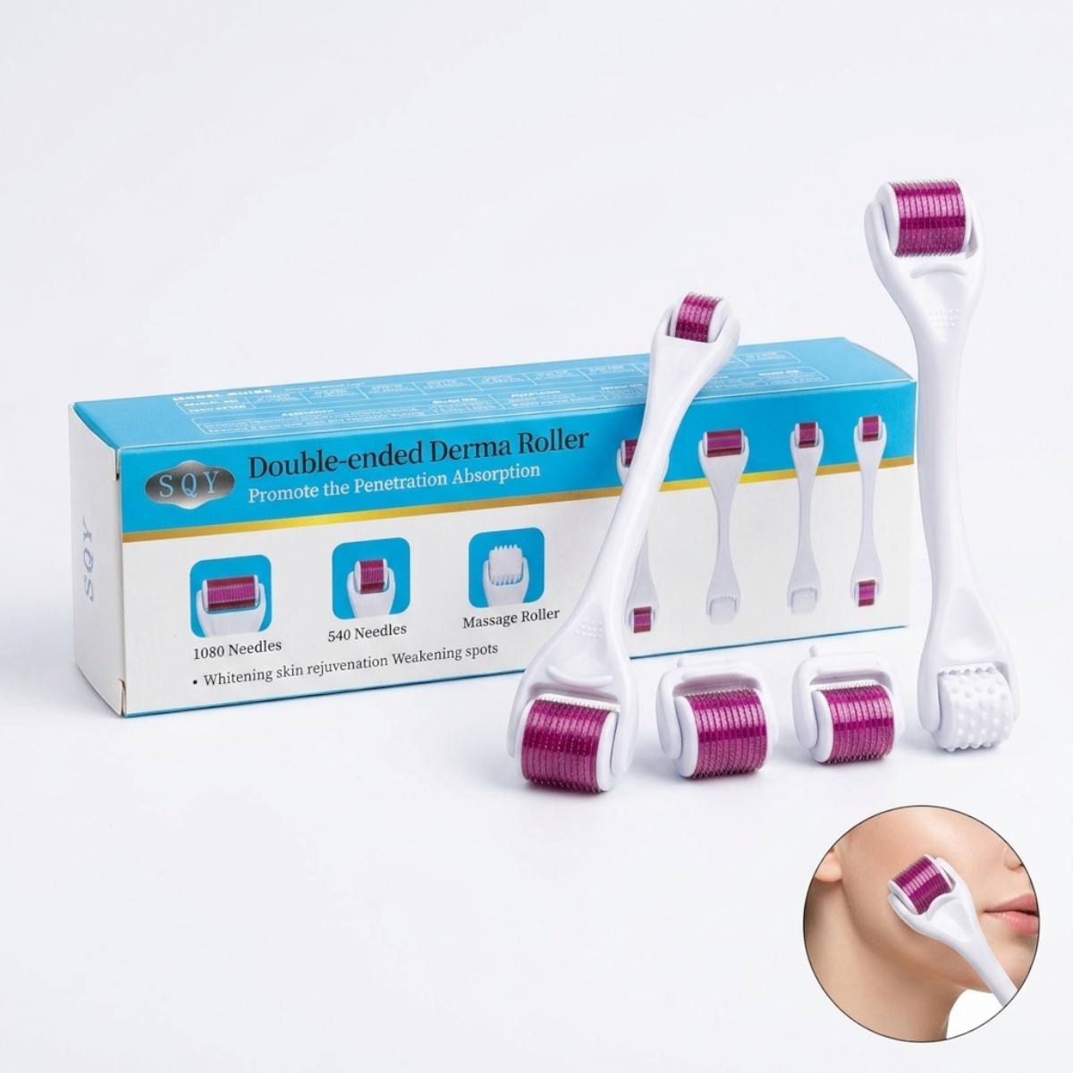 SQY Double ended Derma Roller 1080/540 Needle with Massage Roller