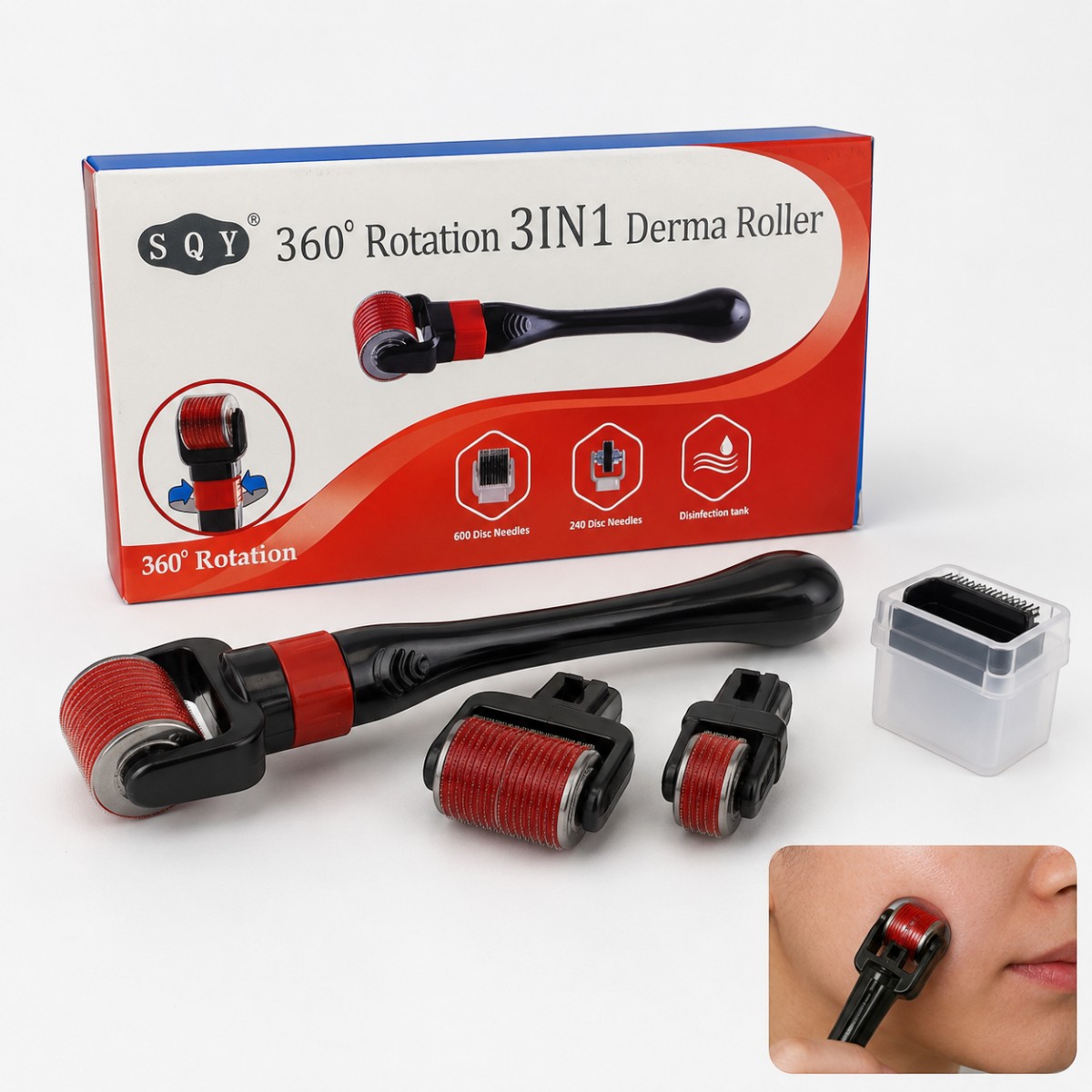 SQY 3IN1 Derma Roller 360 Rotation