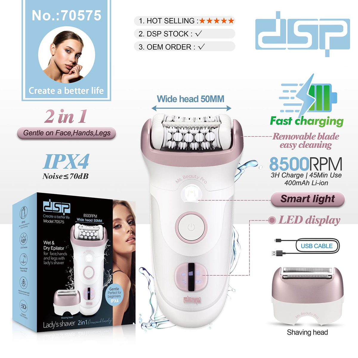 DSP Ladies Epilator 70575