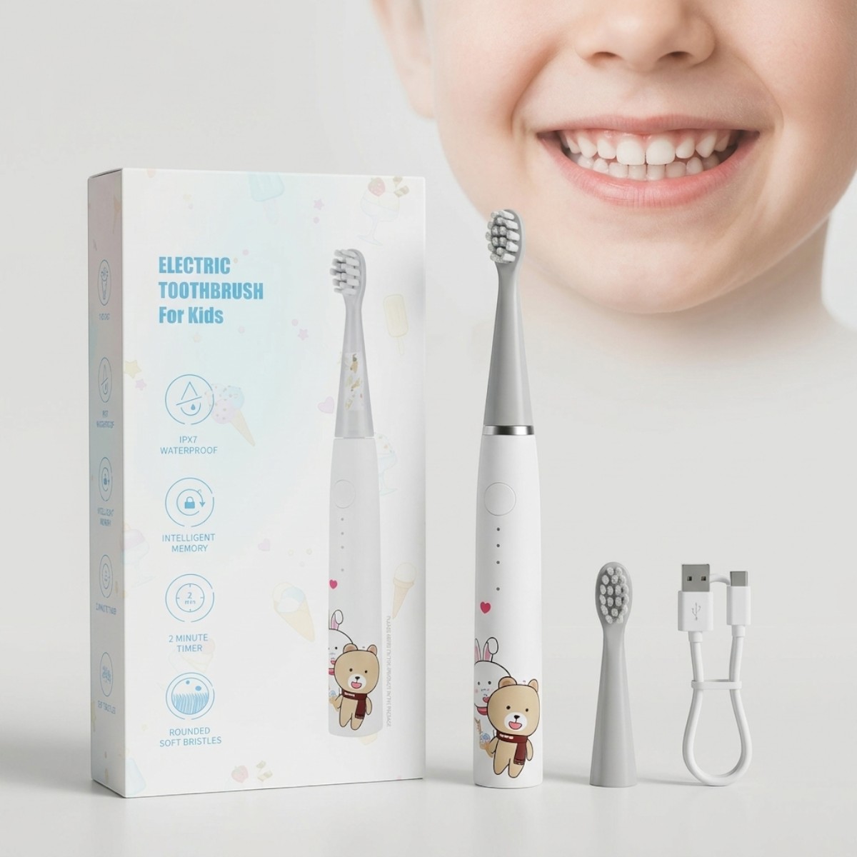 Kids Electric Toothbrush IPX7 Waterproof with Timer