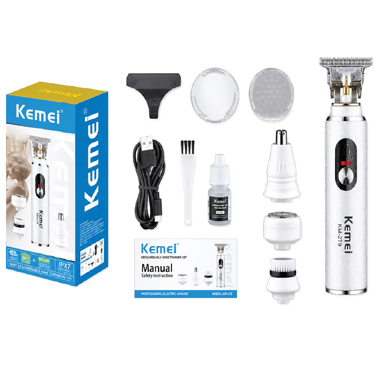 Kemei Hair Clipper And Trimmer Set Rechargeable