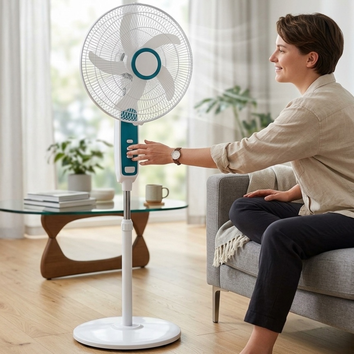 Oscillating Stand Fan with Adjustable Height