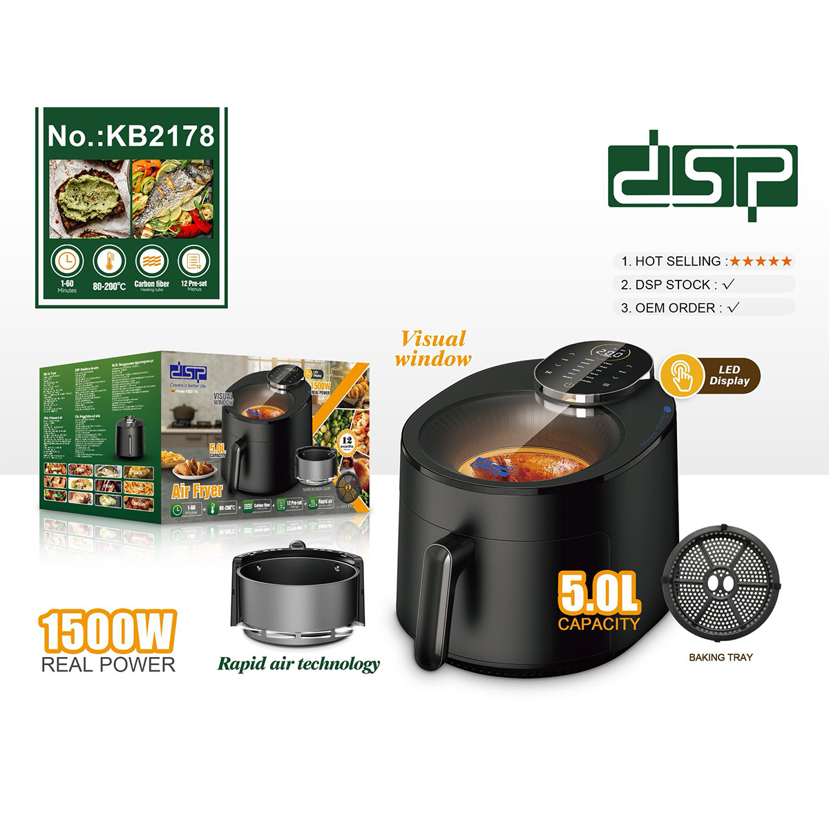DSP Air Fryer 1500 Watt KB2178