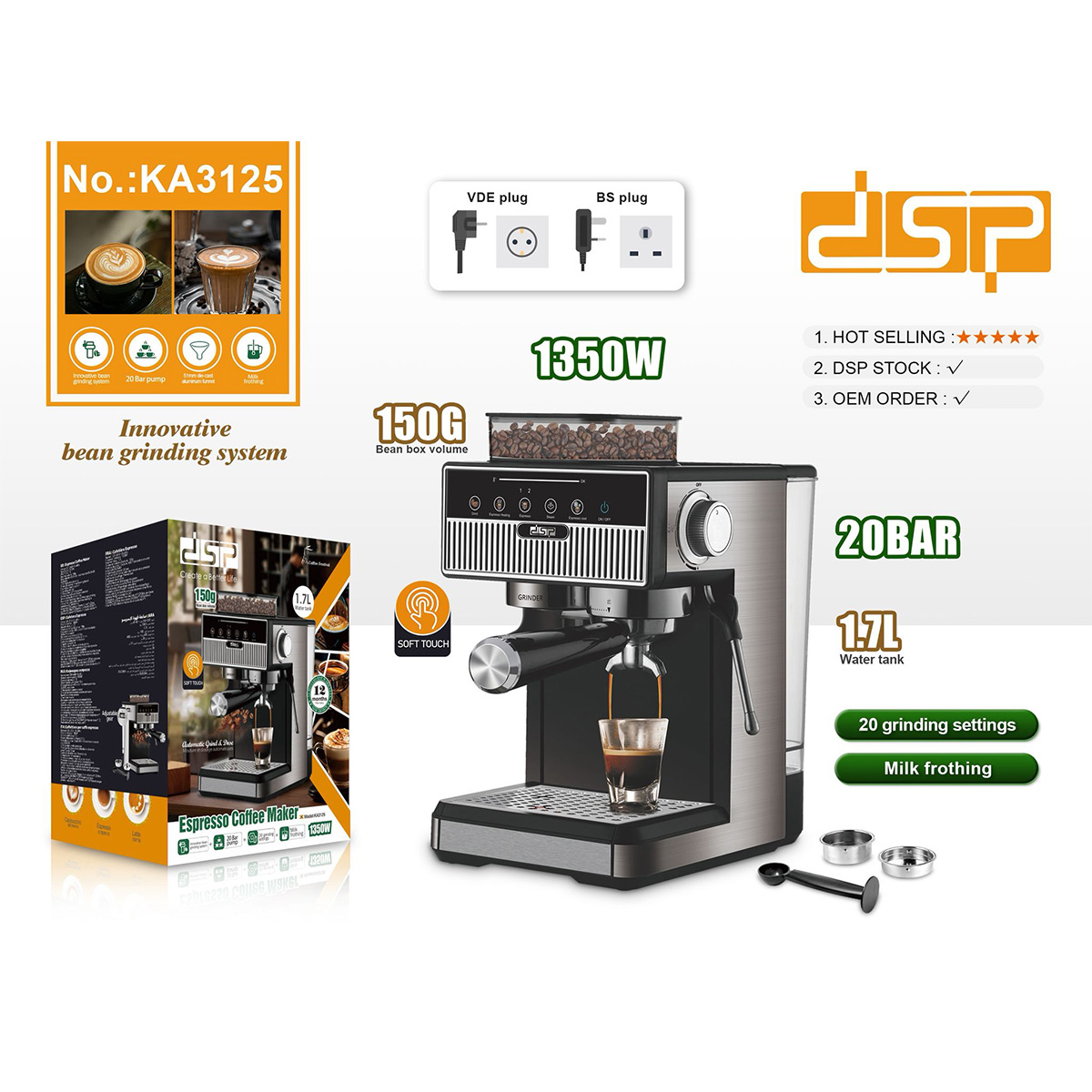 DSP Coffee Machine 1350 Watt KA3125 | Kitchen Appliances | Coffee Makers DSP Coffee Machine 1350 Watt KA3125 | Kitchen Appliances | Coffee Makers