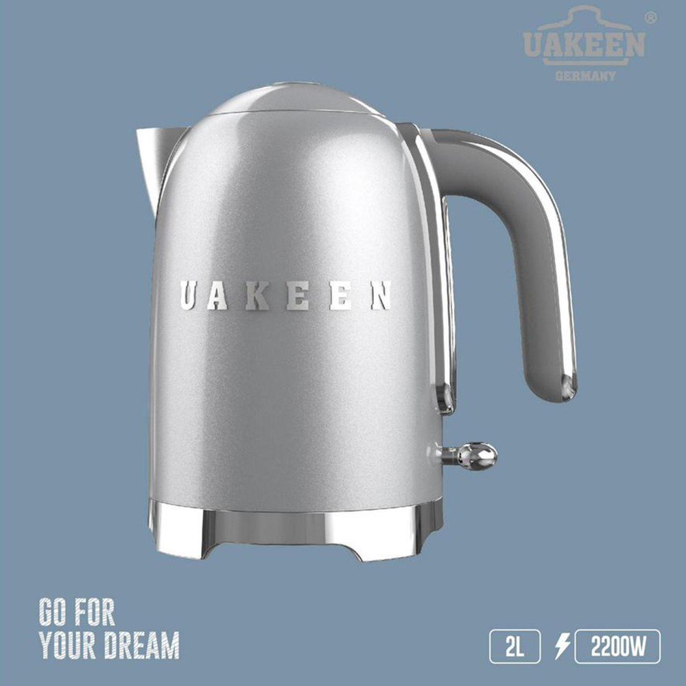 Uakeen Electric Kettle 2L 2200 Watts Silver ZL 034 | Kitchen Appliances | Electric Kettles Uakeen Electric Kettle 2L 2200 Watts Silver ZL 034 | Kitchen Appliances | Electric Kettles