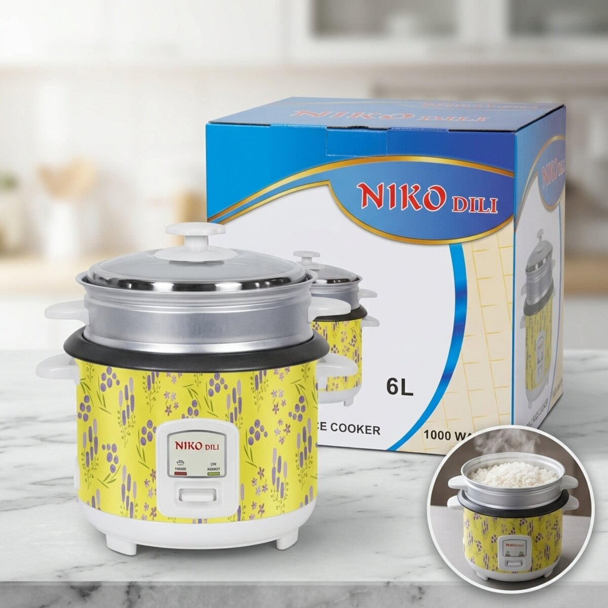 Niko Dili Rice Cooker With Steamer 6L
