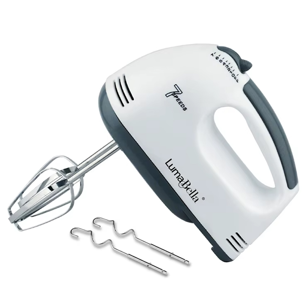 LumaBella Hand Mixer 7 Speeds White
