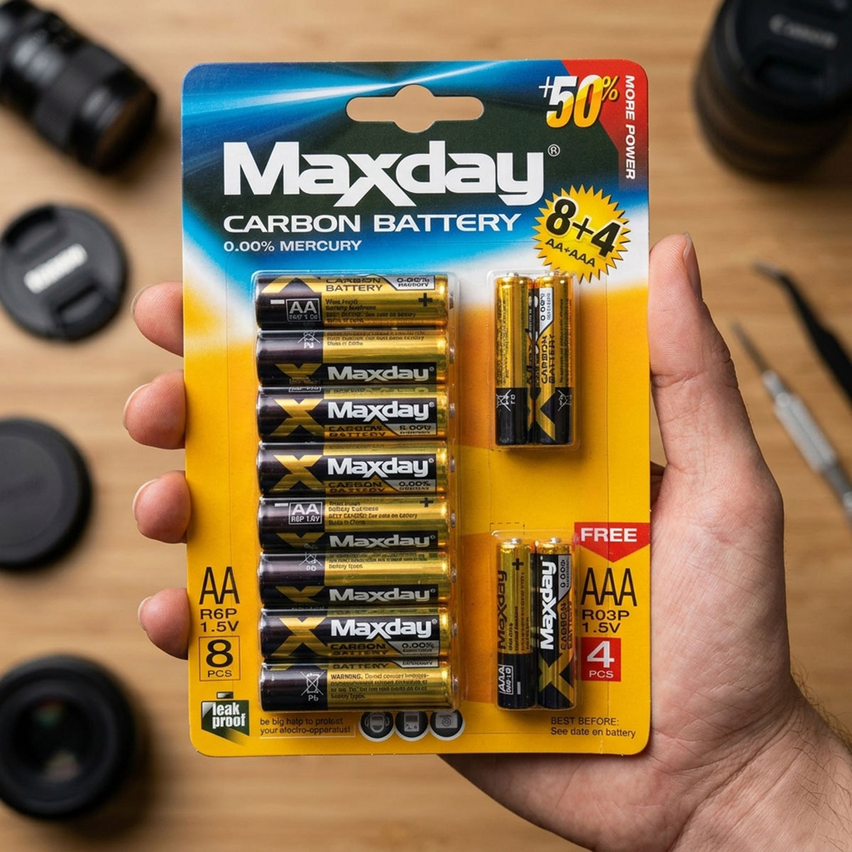 Maxday Carbon Battery AA R6P 1.5V 8Pieces AAA R03P 4Pieces