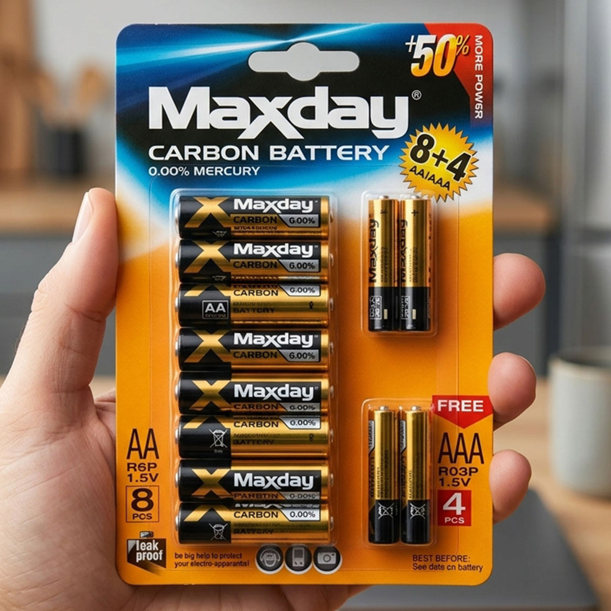 Maxday Carbon Battery AA and AAA 12Pieces