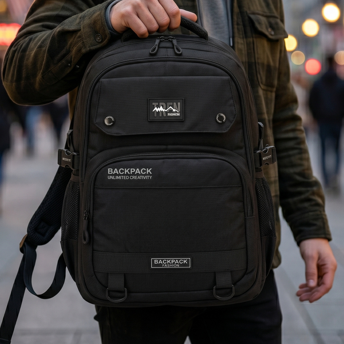 Laptop Back Pak Bag Fabric Black