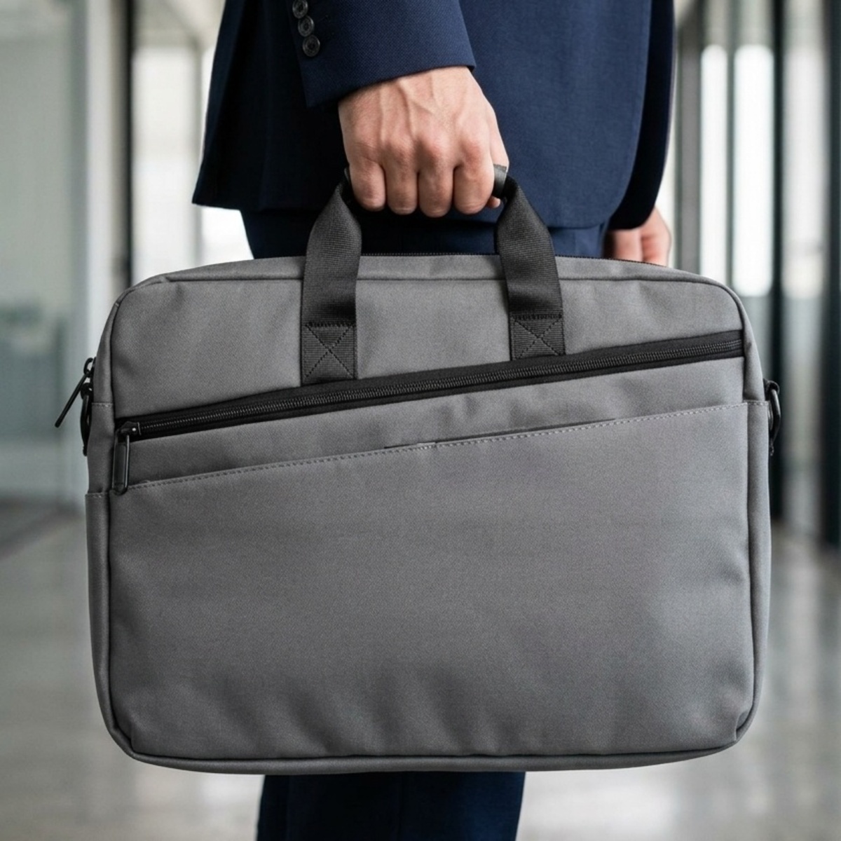 Laptop Bag Fabric 15 Inch Grey