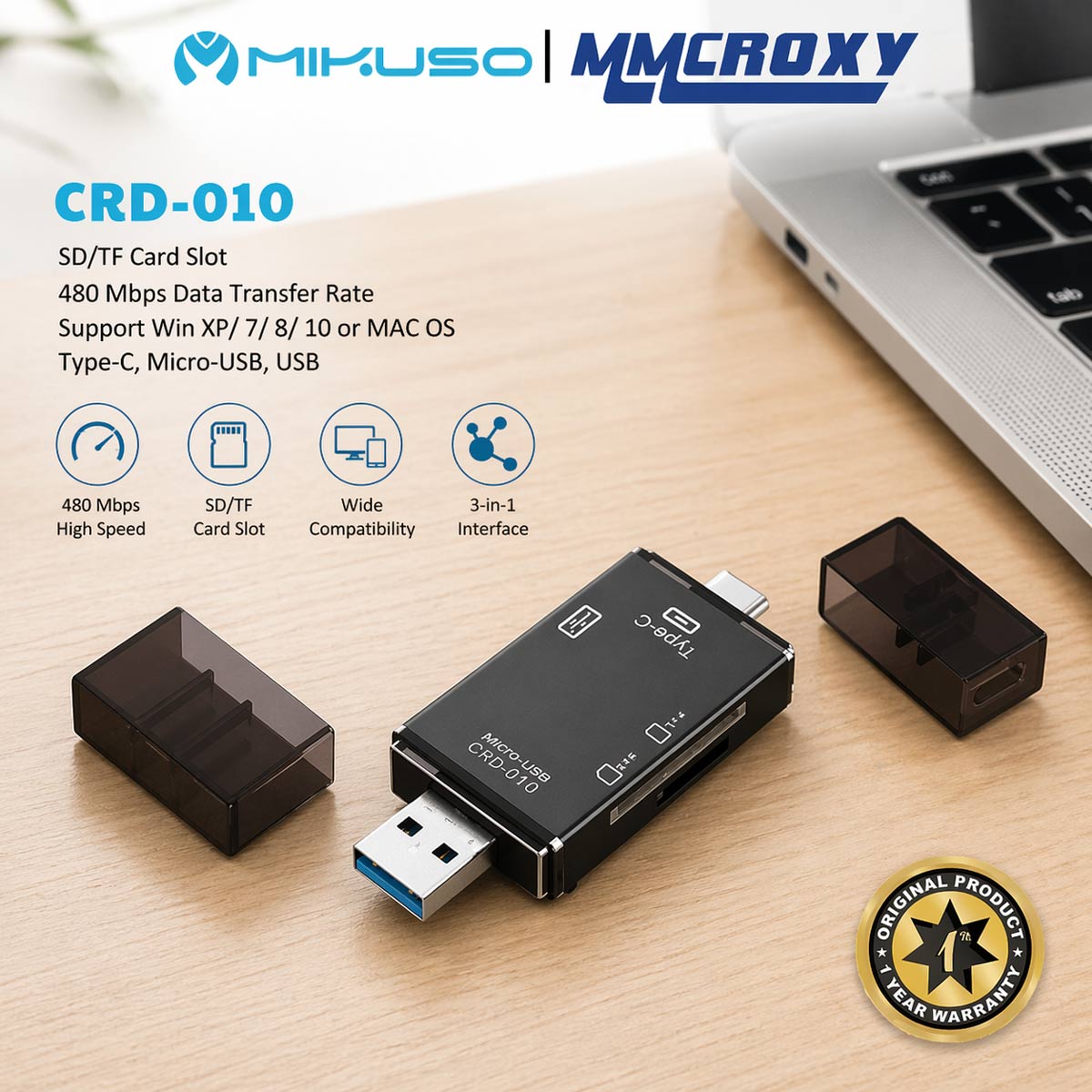 Mikuso Mmcroxy 6-in-1 USB 2.0 Multi-Function Card Reader CRD-010
