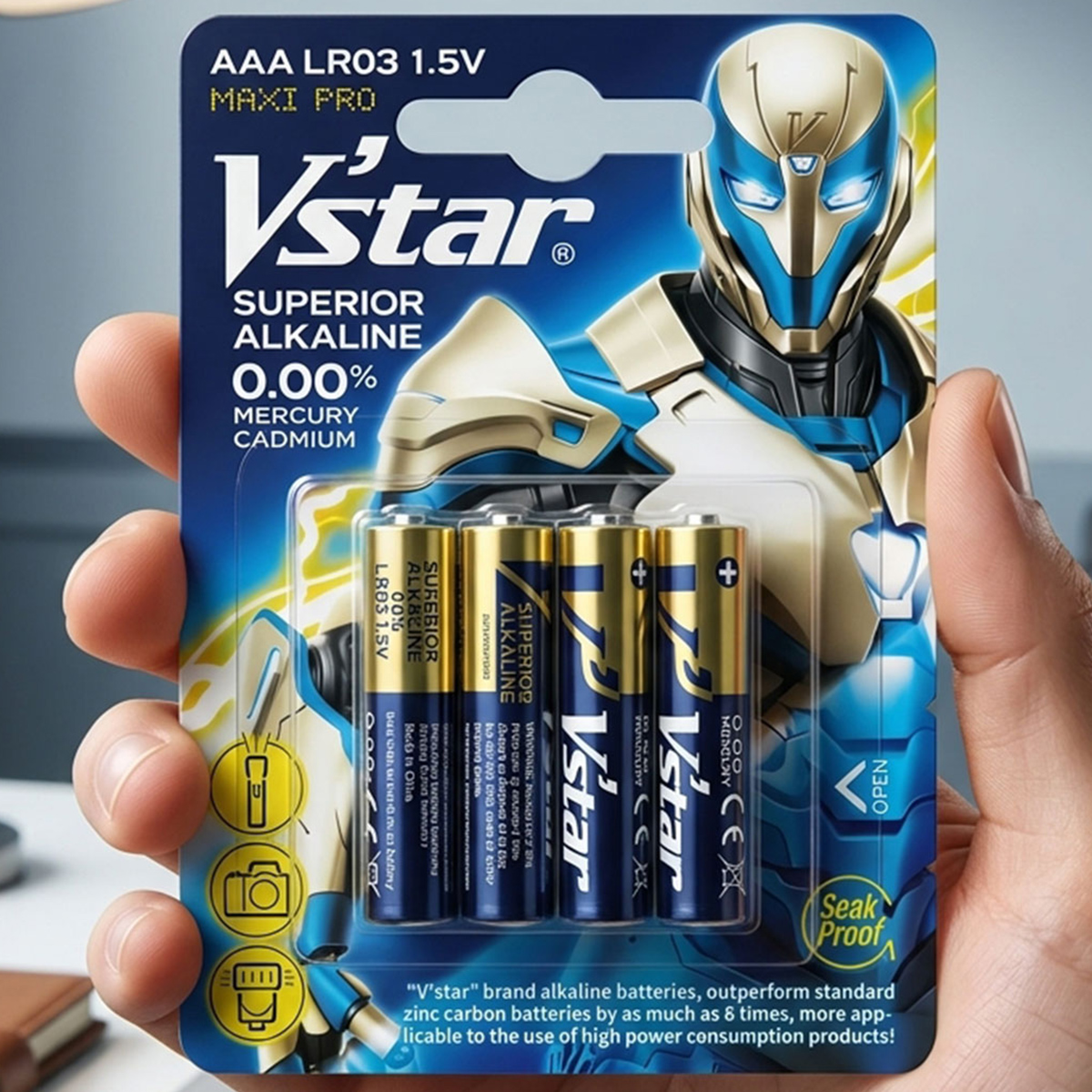 Vstar Superior Alkaline Battery AAA LR03 Maxi Pro 1.5V 4 Pieces