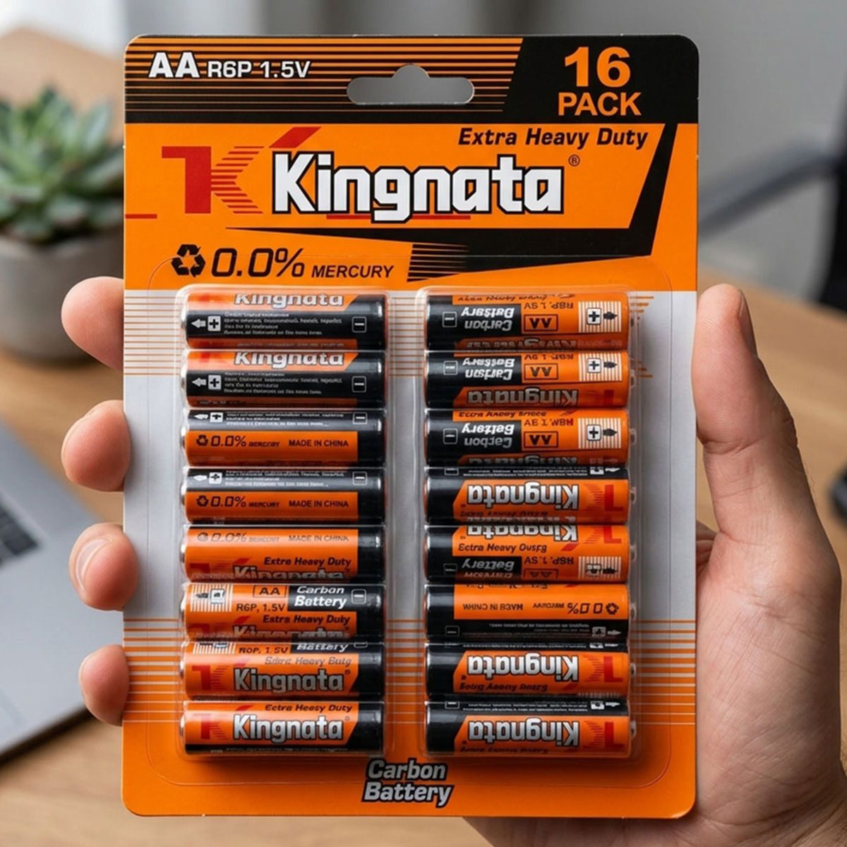Kingnata Carbon Battery AA R6P 1.5V 16 Pieces