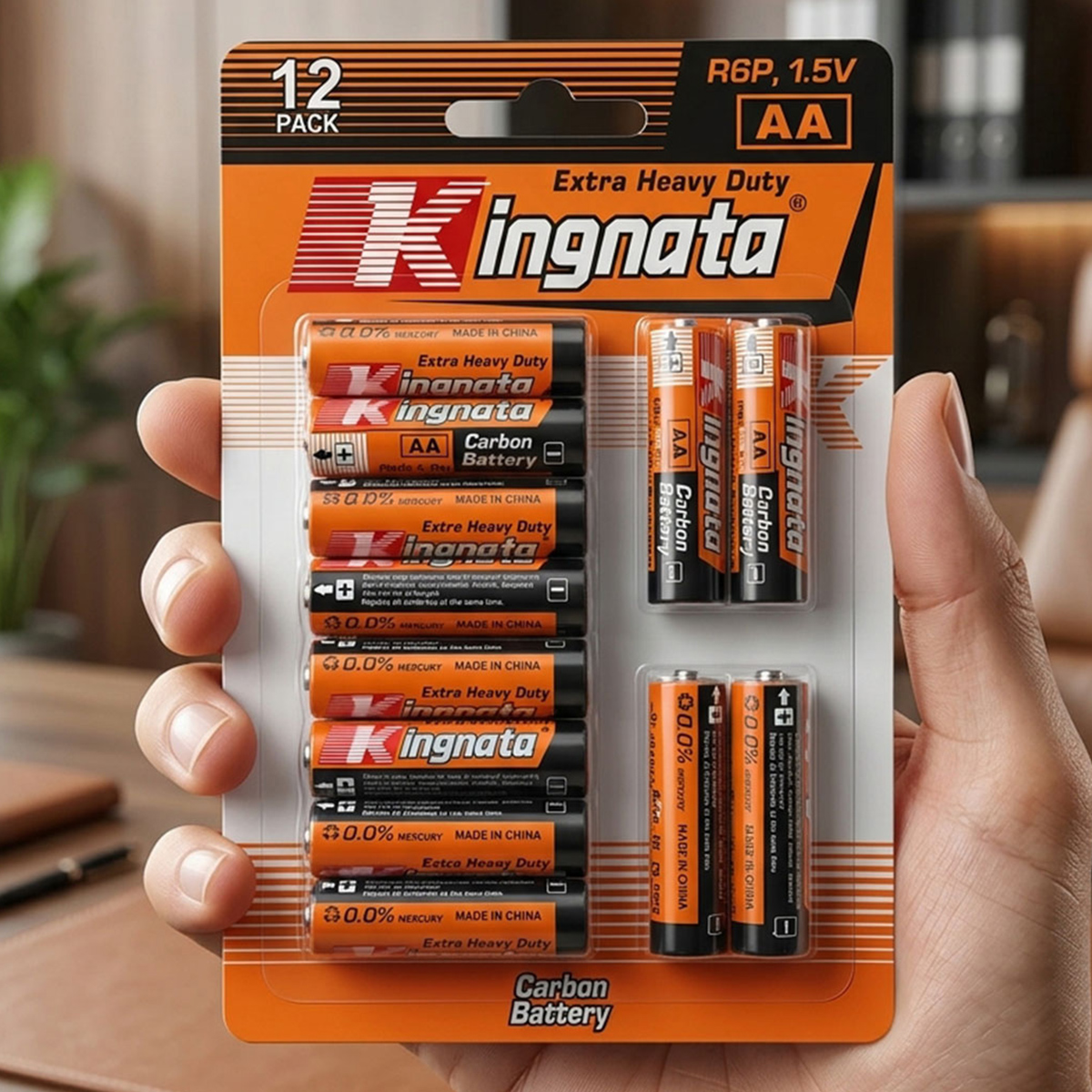 Kingnata Carbon Battery AA R6P 1.5V 12 Pieces