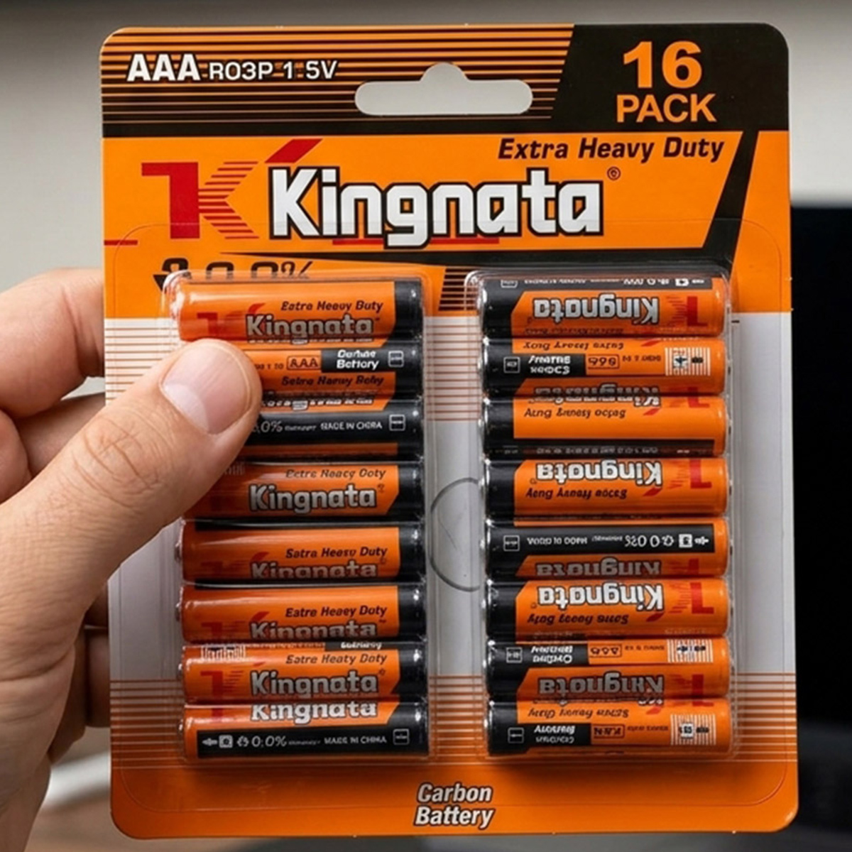 Kingnata Carbon Battery AAA R03P 1.5V 16 Pieces